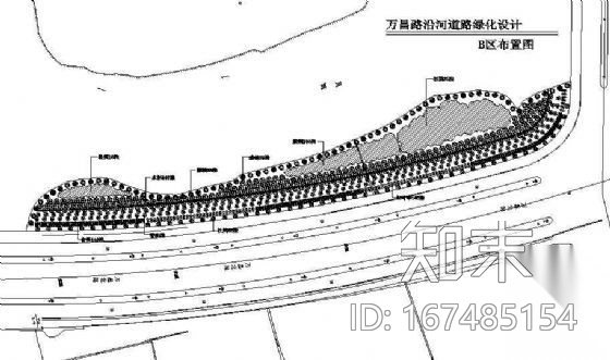 万昌路沿河道路绿化设计cad施工图下载【ID:167485154】