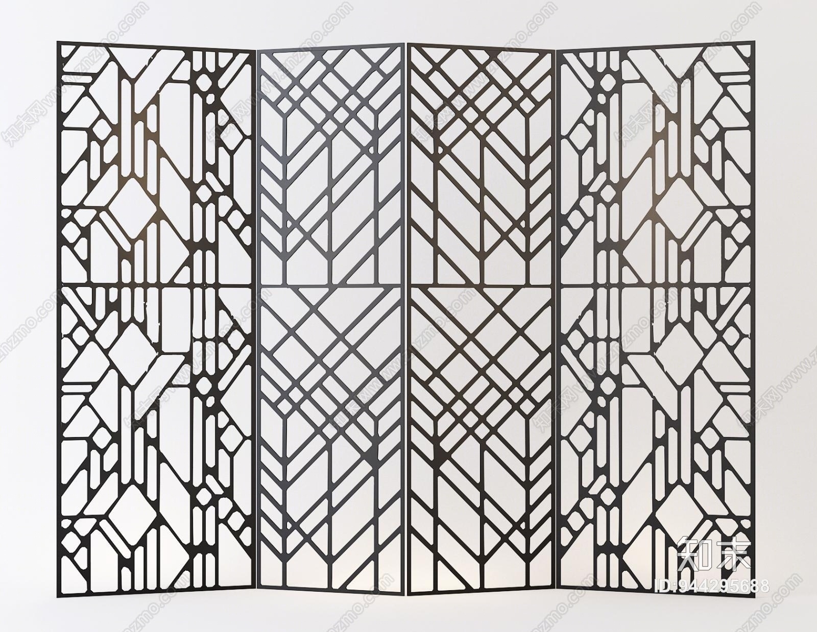 新古典新中式镂空屏风隔断3D模型下载【ID:944295688】