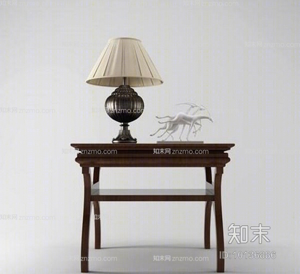 传统美式原木色长方形木艺餐桌3D模型下载【ID:10136886】