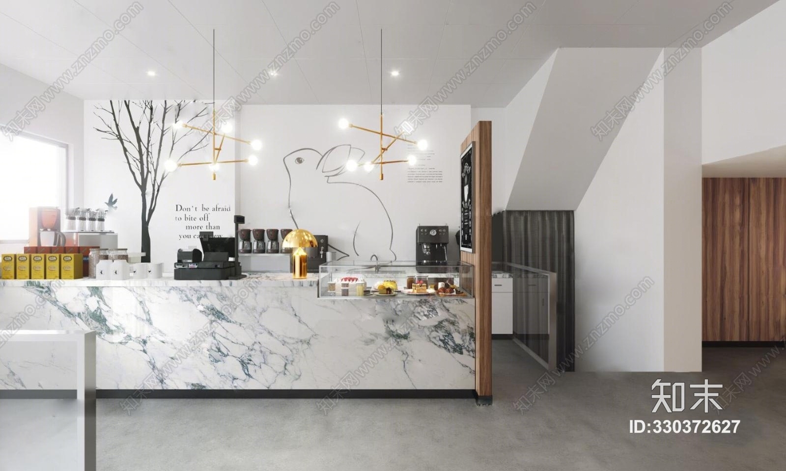 现代咖啡厅前台收银台3D模型下载【ID:330372627】