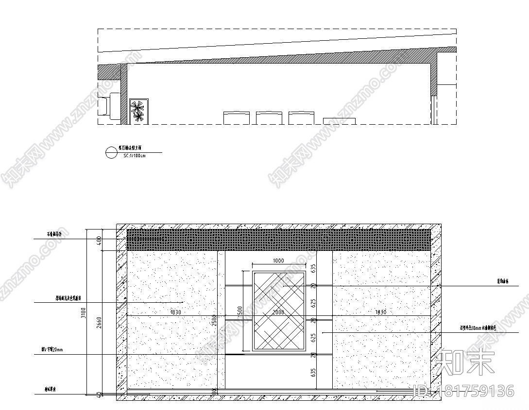 现代简约风格120㎡2室2厅2卫施工图+效果图cad施工图下载【ID:181759136】