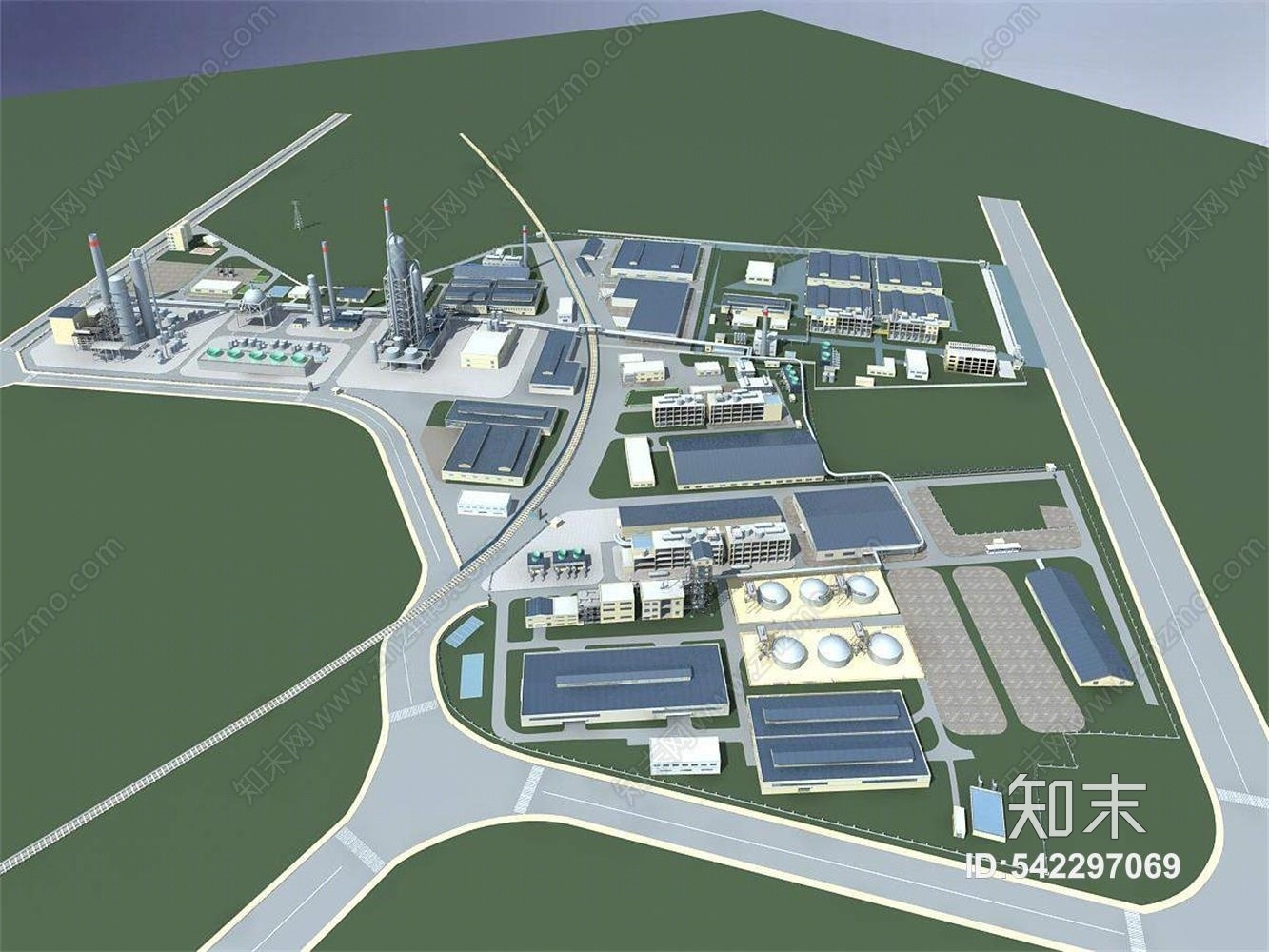 现代化工厂3D模型下载【ID:542297069】
