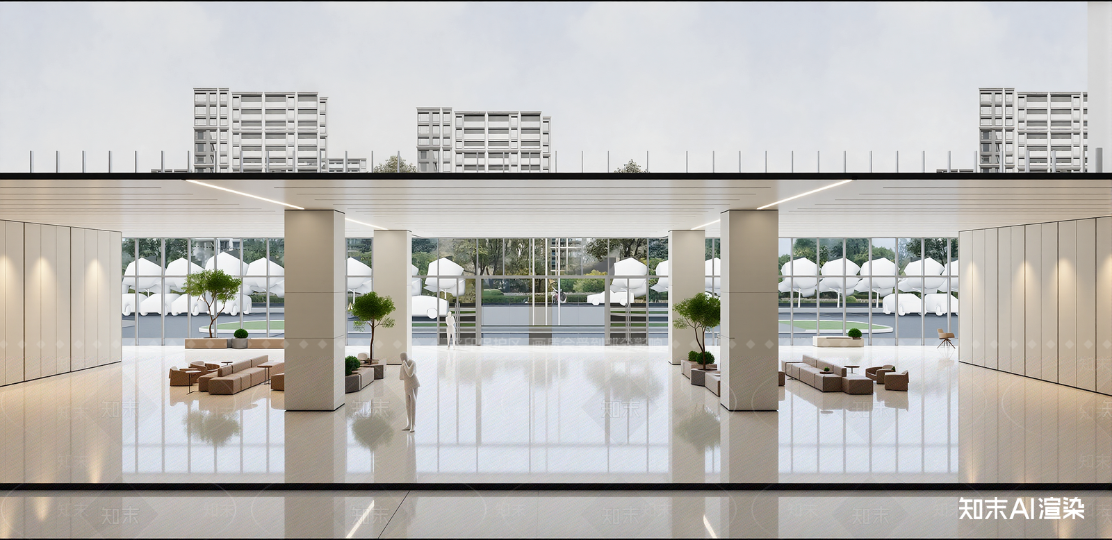 现代办公大堂SU模型下载【ID:1215975923】