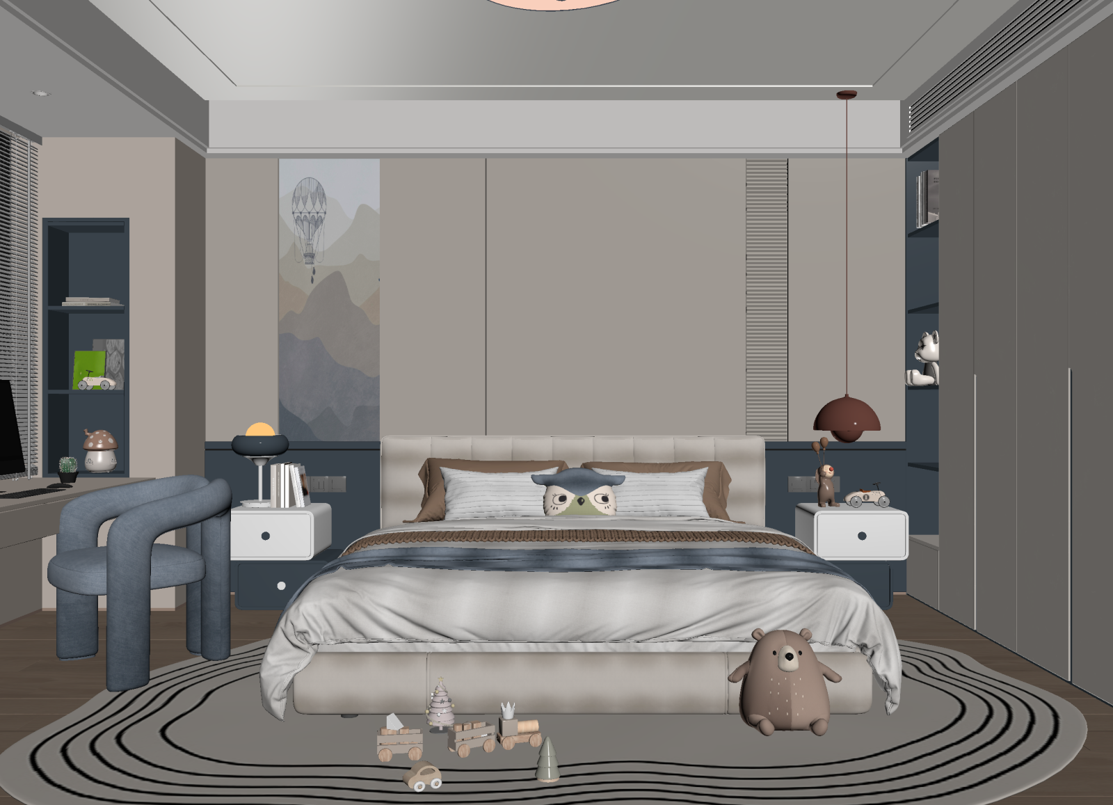 现代通用儿童房3D模型下载【ID:1215136738】