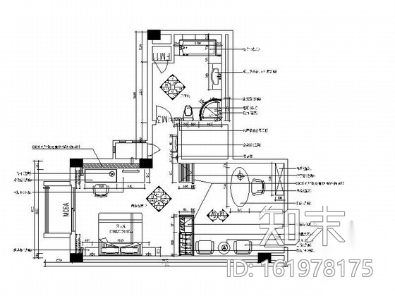 豪华酒店0型商务套房室内装修图cad施工图下载【ID:161978175】