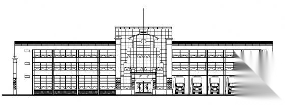 某区级三层消防站建筑施工图cad施工图下载【ID:165621107】
