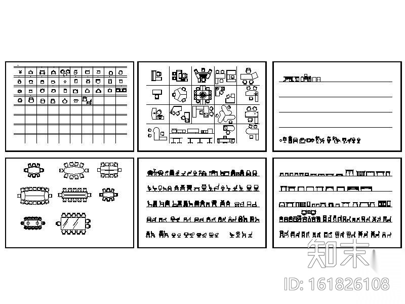 常用办公家具图块集施工图下载【ID:161826108】