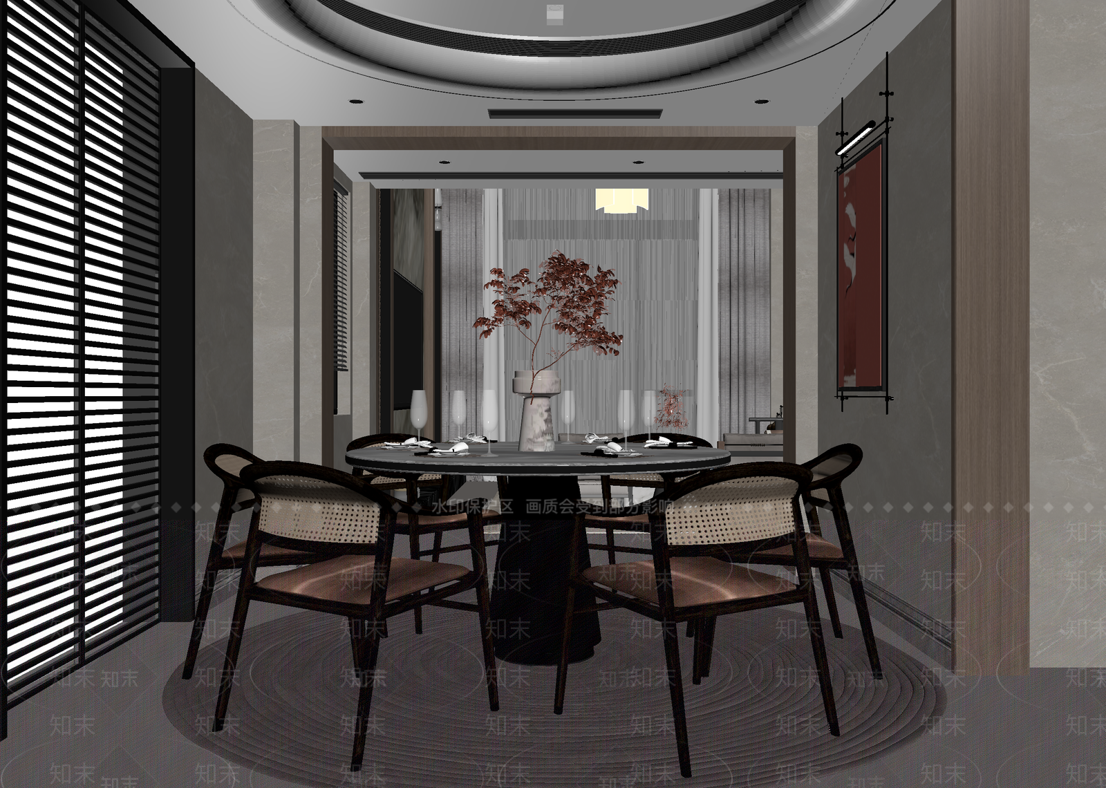 新中式家居餐厅3D模型下载【ID:1215161872】