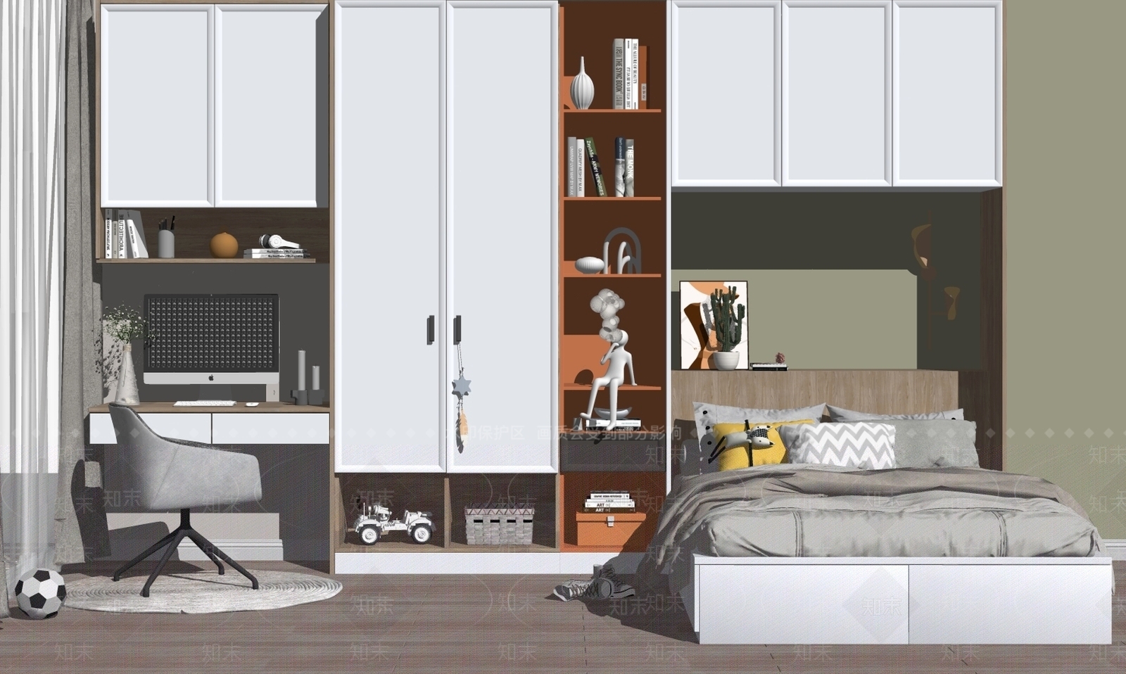 现代家居卧室SU模型下载【ID:181597150】