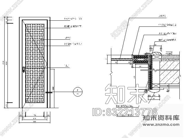 图块/节点客房入口门节点Ⅱcad施工图下载【ID:832213778】