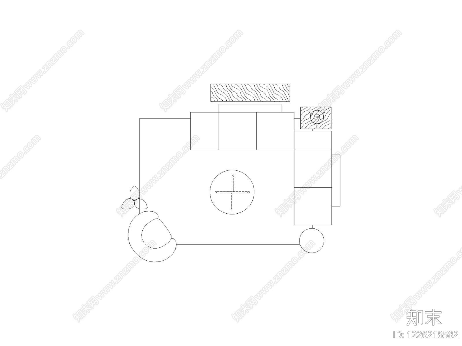 正反沙发组合cad施工图下载【ID:1226218582】