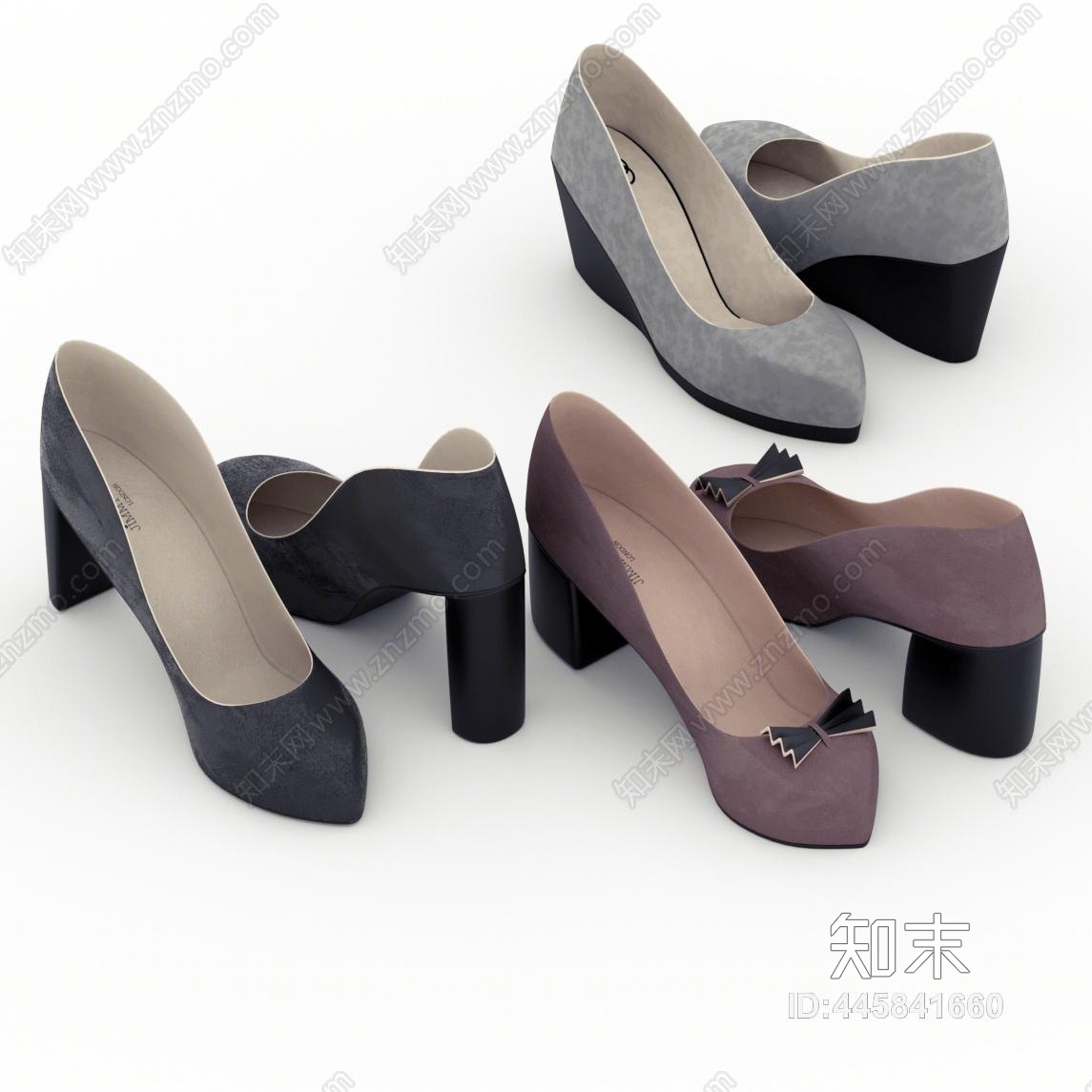 现代女式高跟鞋3D模型下载【ID:445841660】