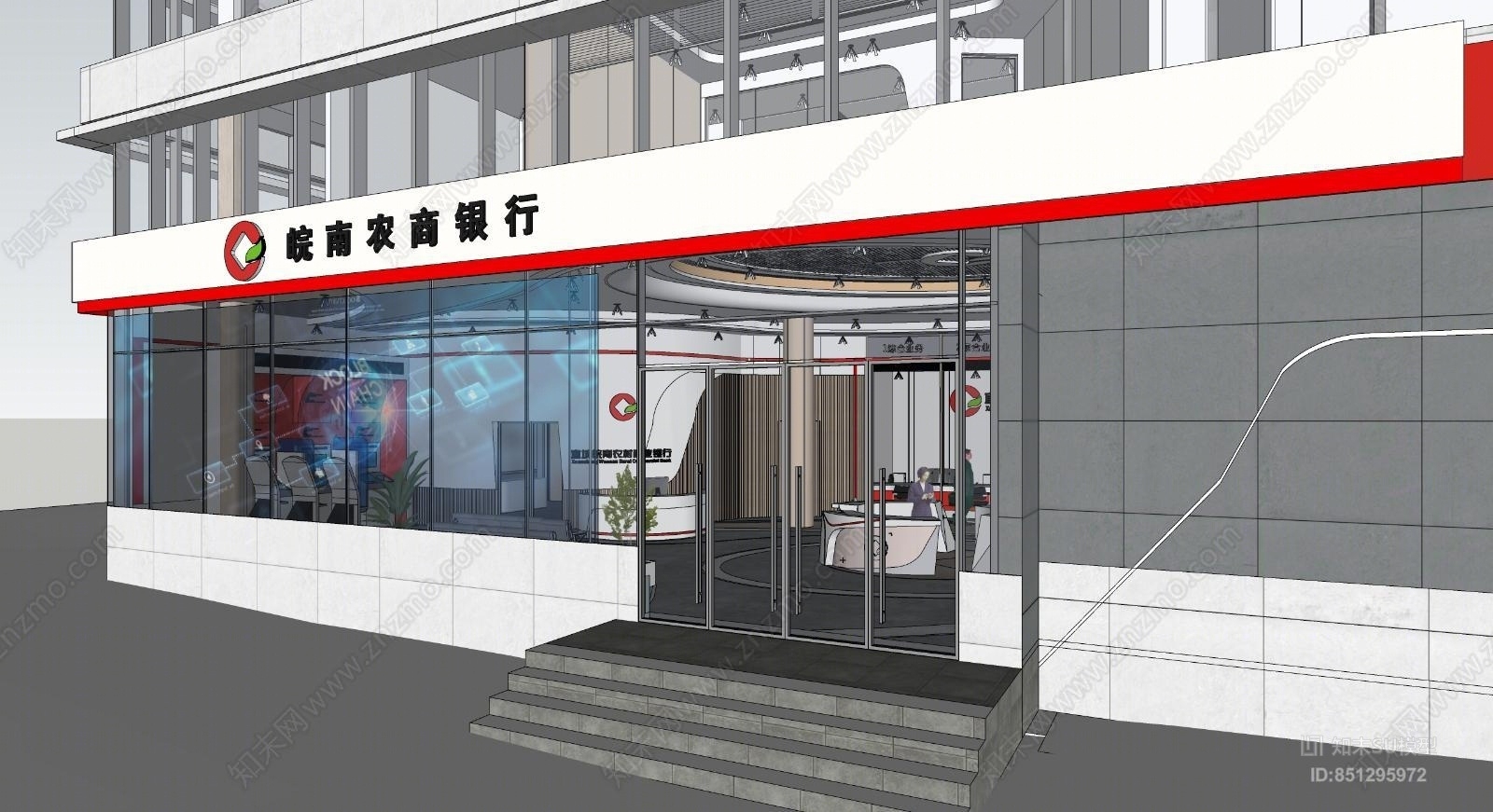 现代风格银行办公室SU模型下载【ID:851295972】
