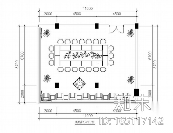 某宾馆会议室装修图cad施工图下载【ID:165117142】