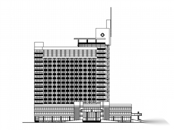 [山东]某中心医院十六层综合楼建筑施工图cad施工图下载【ID:166210159】