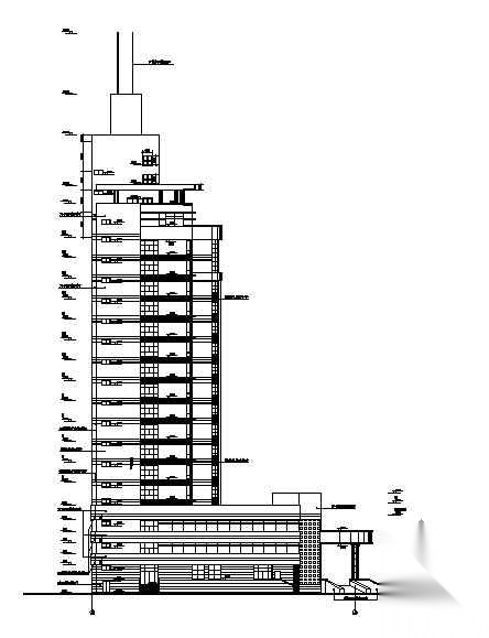 [山东]某中心医院十六层综合楼建筑施工图cad施工图下载【ID:166210159】