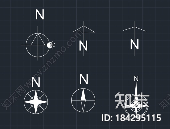 指北针（4）cad施工图下载【ID:184295115】