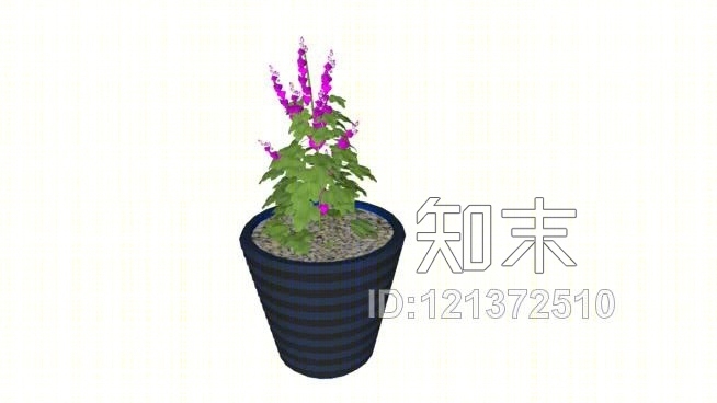 粉红色花朵的盆栽SU模型下载【ID:121372510】