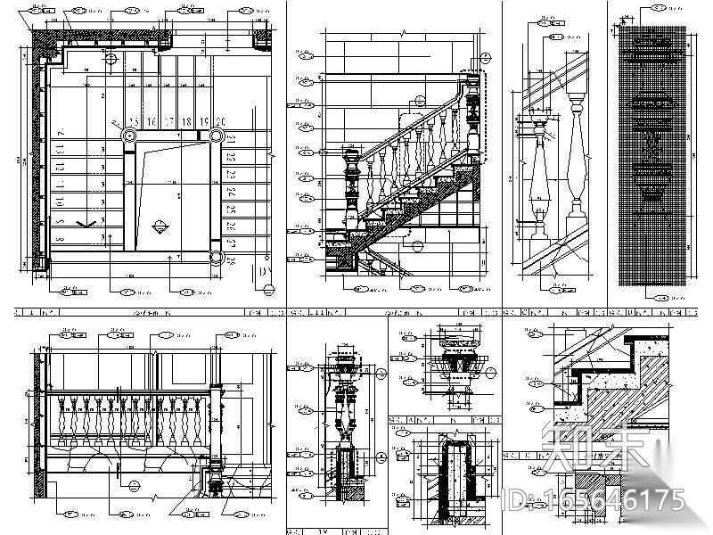 欧式会所楼梯详图cad施工图下载【ID:165646175】