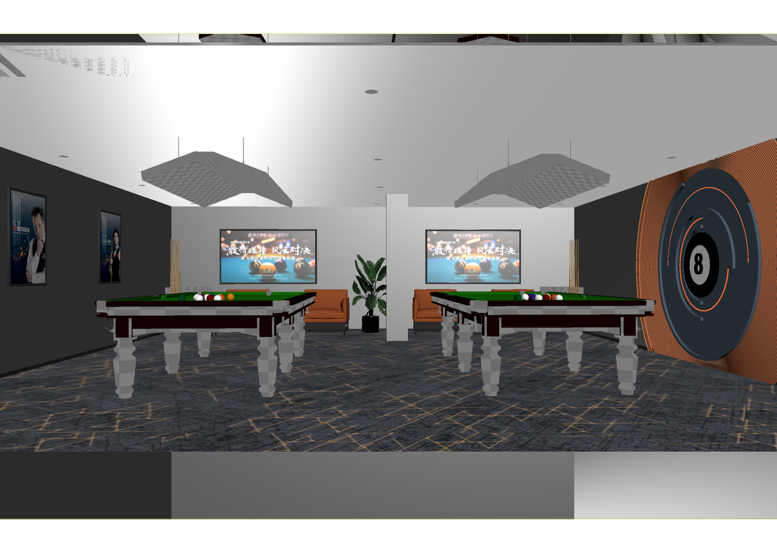 工业台球室3D模型下载【ID:1214838345】