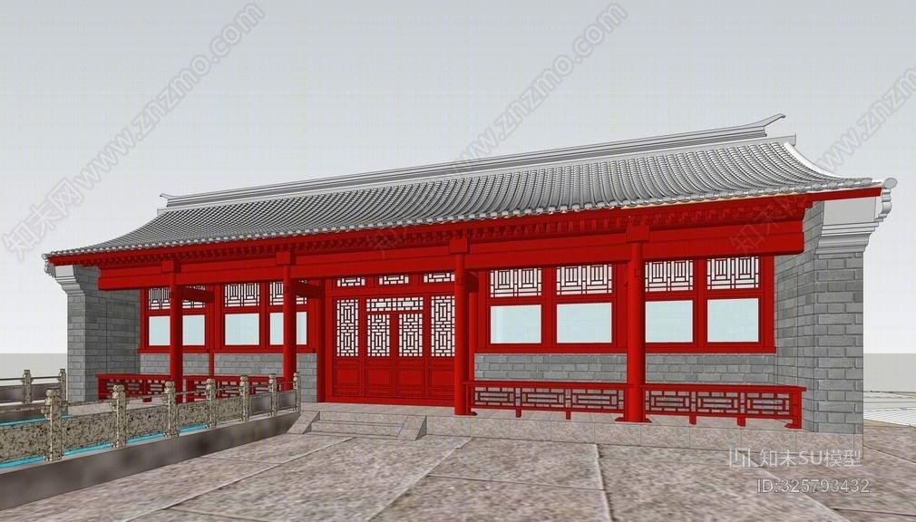 中式明清庙宇SU模型下载【ID:325793432】
