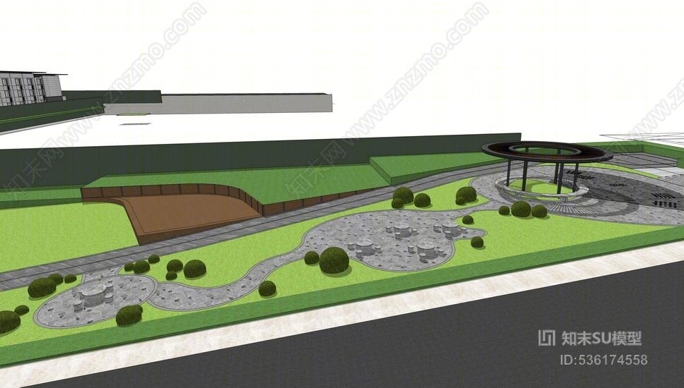 中海万锦公馆现代示范区景观SU模型下载【ID:536174558】