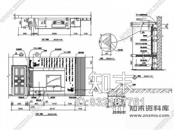 图块/节点中式电视背景墙详图cad施工图下载【ID:832197761】