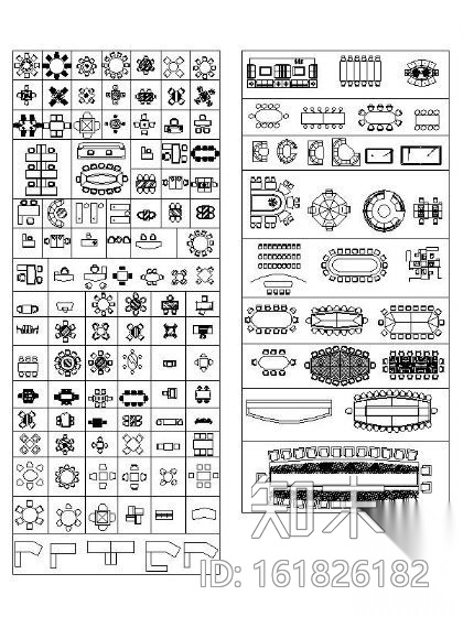 常用办公家具图块cad施工图下载【ID:161826182】