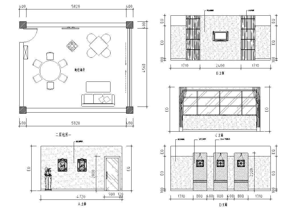 [广西]西新中式风格茶楼室内装修全套图纸cad施工图下载【ID:160707138】