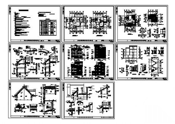 某三层独立式别墅建筑施工图cad施工图下载【ID:149919151】