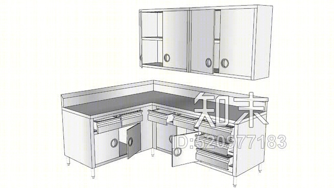 现代厨房SU模型下载【ID:520977183】