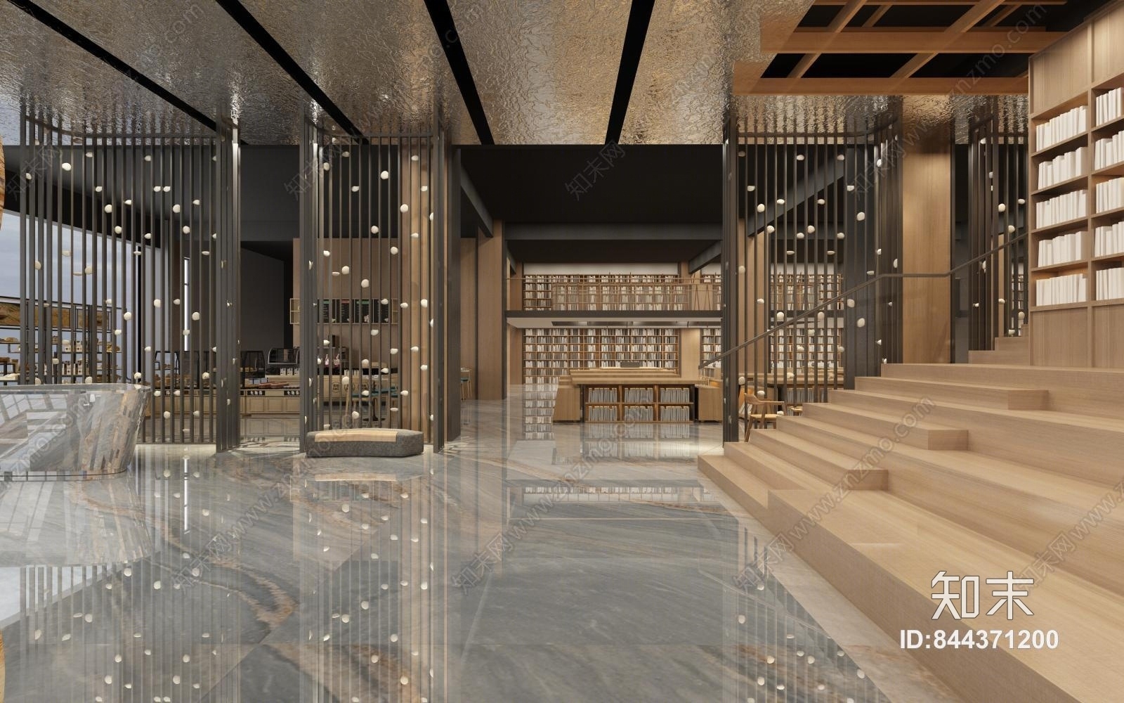 现代图书馆3D模型下载【ID:844371200】