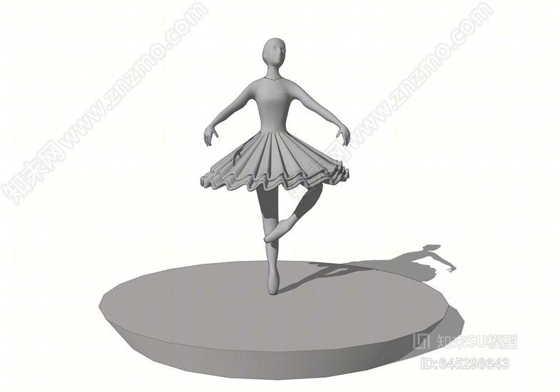 现代天鹅舞演员雕塑SU模型下载【ID:645298643】