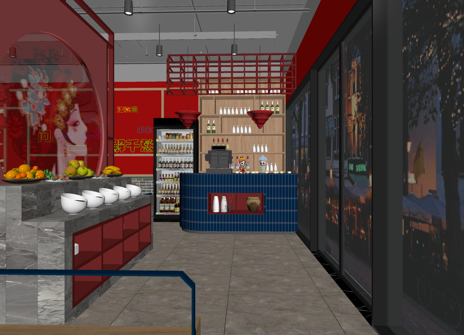 新中式奶茶店3D模型下载【ID:1214725413】