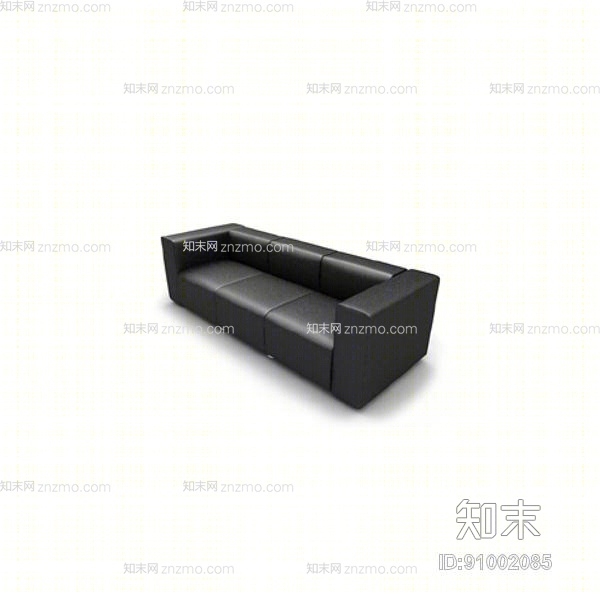 现代黑色皮质三人沙发3D模型下载【ID:91002085】