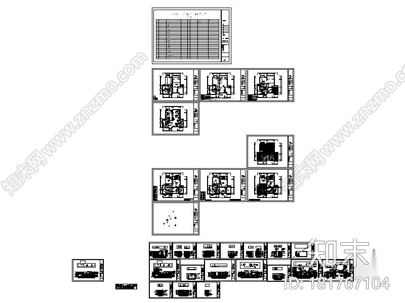 地中海二居室内装修方案cad施工图下载【ID:181767104】