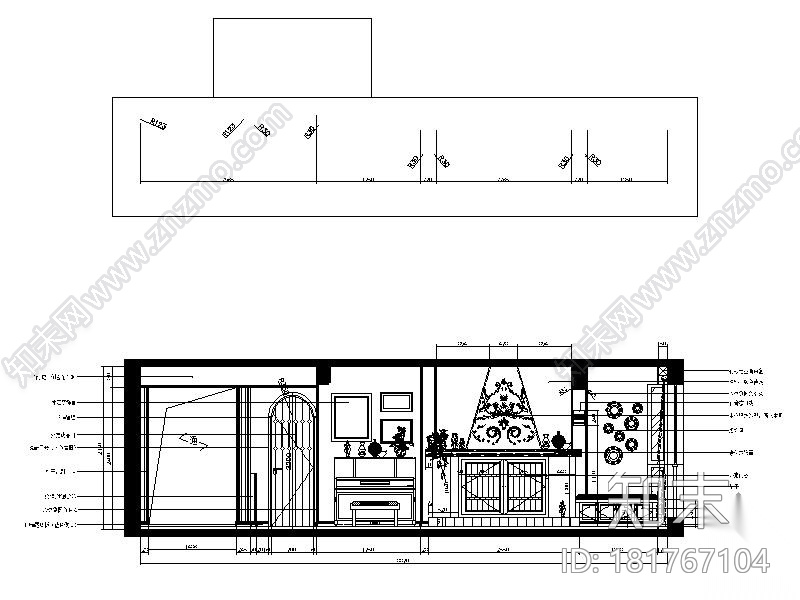 地中海二居室内装修方案cad施工图下载【ID:181767104】