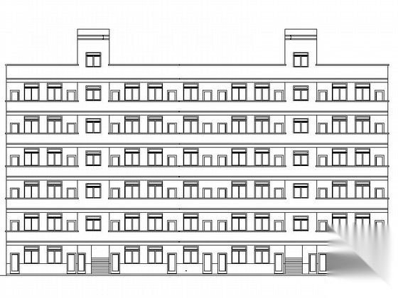 [广西]某公司六层外廊式宿舍建筑施工图cad施工图下载【ID:168324162】