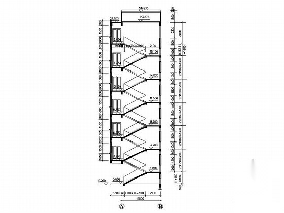 [广西]某公司六层外廊式宿舍建筑施工图cad施工图下载【ID:168324162】