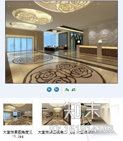 酒店精致大堂室内施工图（含效果）cad施工图下载【ID:161914103】