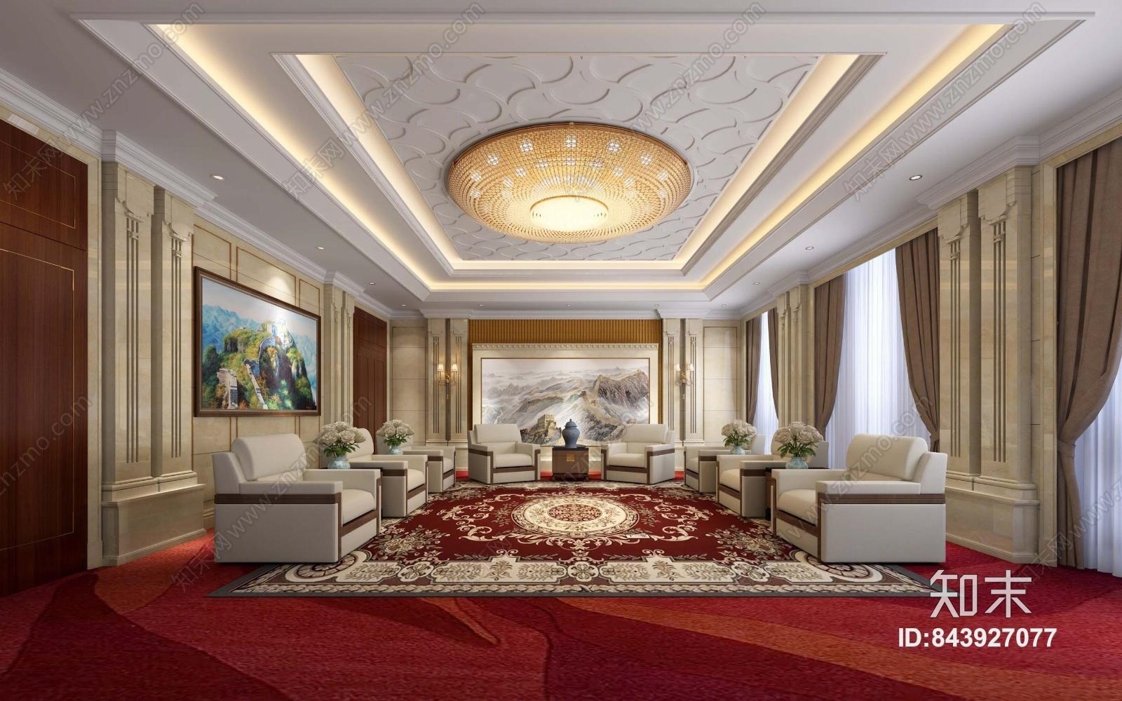 欧式古典风格接待室3D模型下载【ID:843927077】