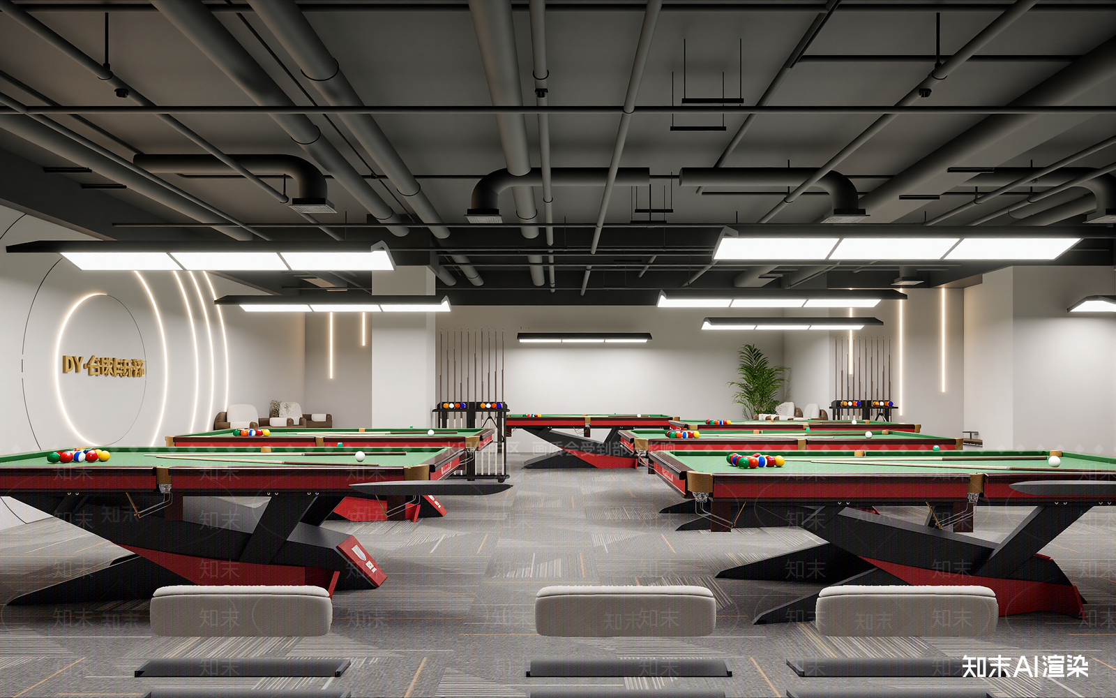 现代台球室3D模型下载【ID:1214125344】