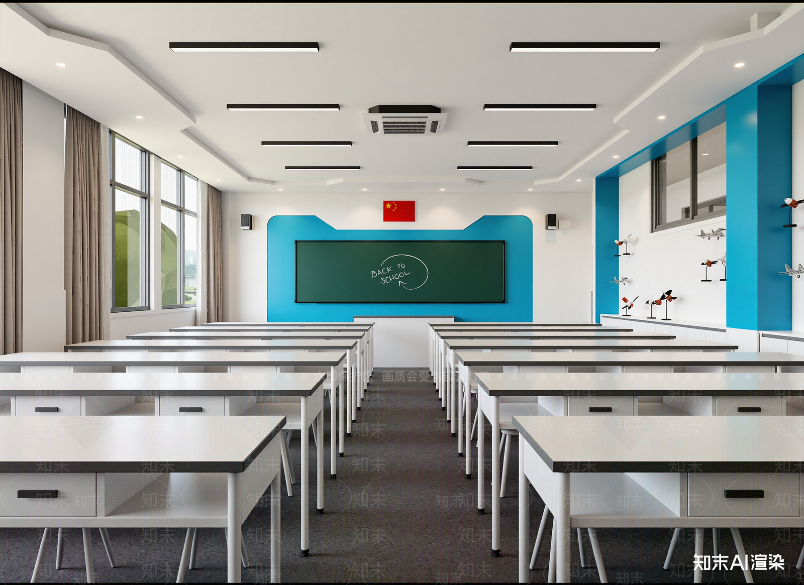现代教室3D模型下载【ID:1214435334】