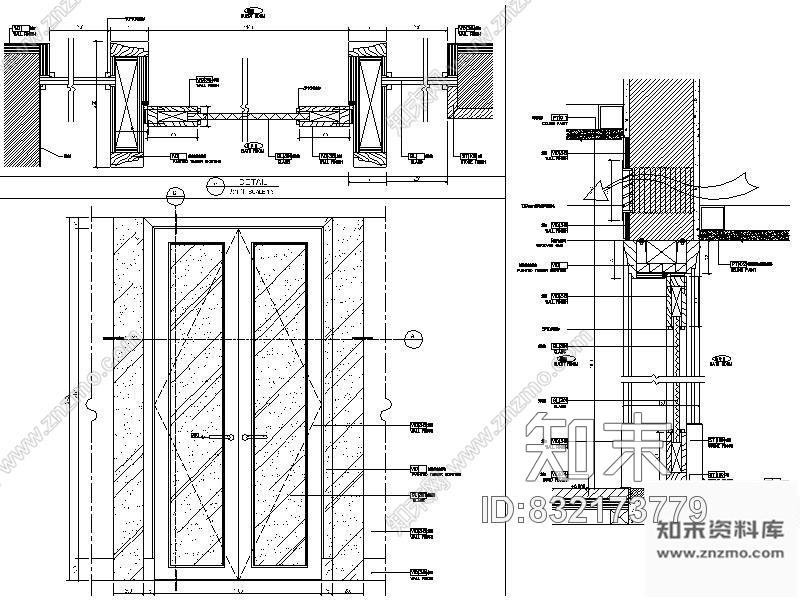 图块/节点客房双开玻璃门详图cad施工图下载【ID:832173779】
