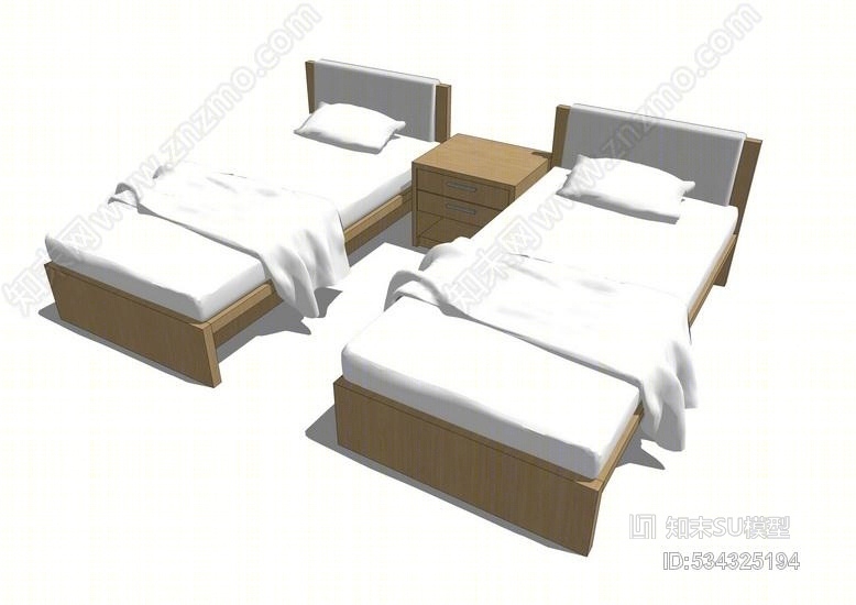 单人床SU模型下载【ID:534325194】