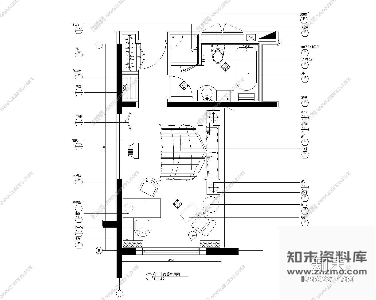 图块/节点客房平面图Ⅶcad施工图下载【ID:832217789】