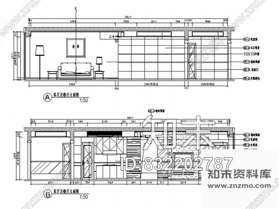 图块/节点典雅豪华客厅主立面图cad施工图下载【ID:832202787】