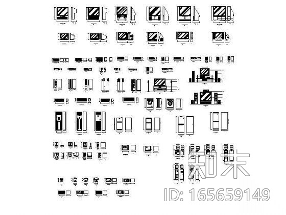 家电图块及尺寸图cad施工图下载【ID:165659149】