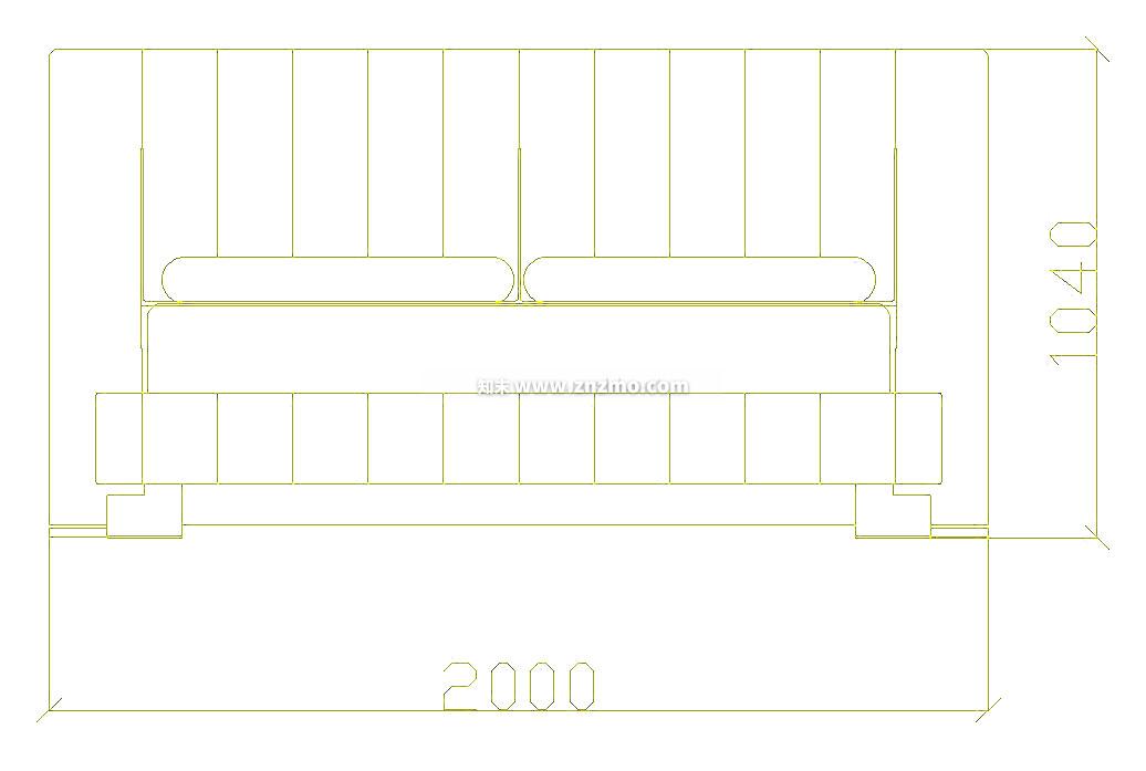 双人床cad施工图下载【ID:181003174】