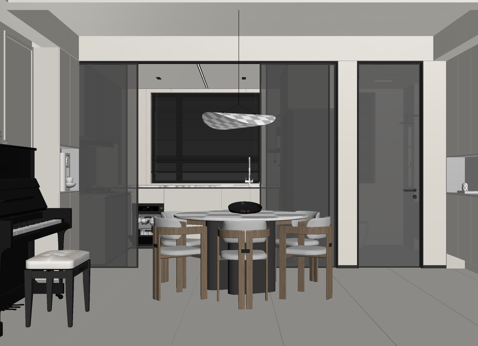 现代家居餐厅3D模型下载【ID:1215060652】
